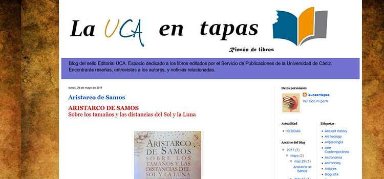 El servicio de Publicaciones de la UCA estrena el blog ‘La UCA en tapas-rincón de libros’