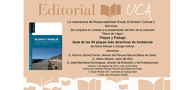 El Parque Natural Bahía de Cádiz acogerá la presentación del libro ‘Playas y paisajes. Una guía de las 50 playas más atractivas de Andalucía’