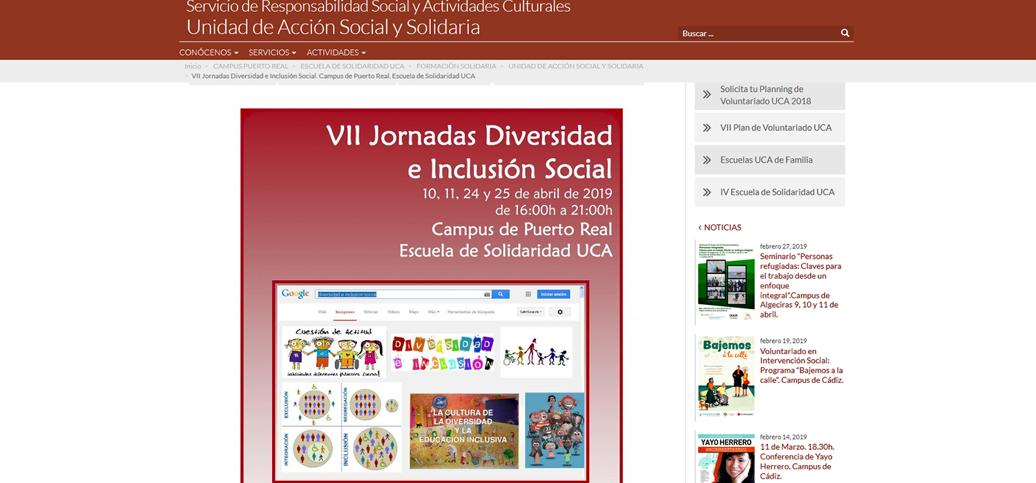 La Escuela de la Solidaridad de la UCA celebra las VII Jornadas Diversidad e Inclusión Social