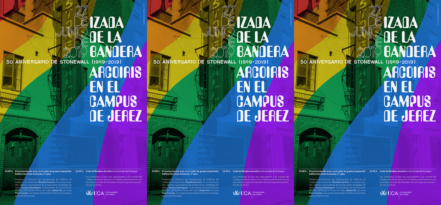 Izada de la bandera arcoíris en el Campus de Jerez