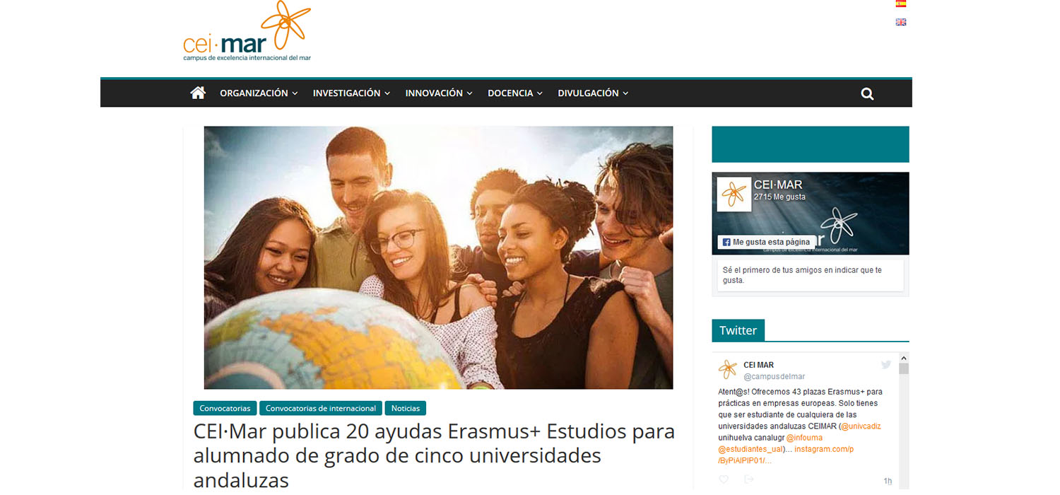 CEI·Mar publica 20 ayudas Erasmus+ Estudios para alumnado de grado de cinco universidades andaluzas