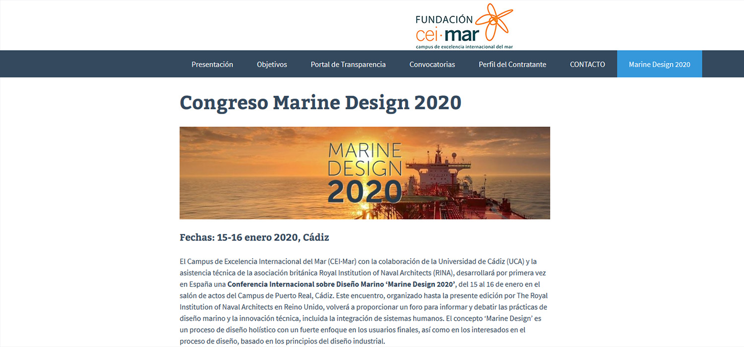 CEI·Mar celebrará en Cádiz la conferencia internacional ‘Marine Design 2020’ el próximo mes de enero