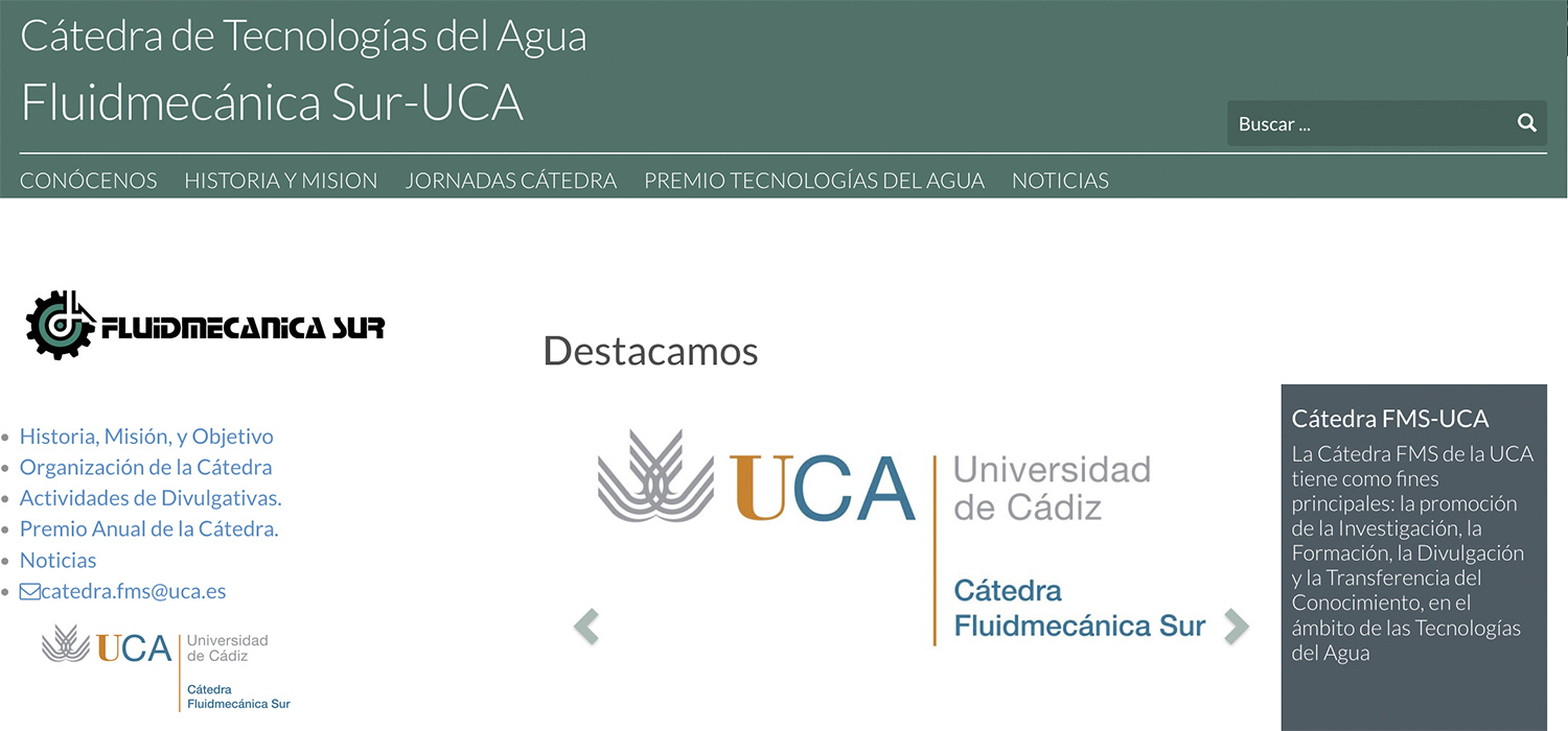 La cátedra externa Fluidmecánica Sur de la UCA lanza su I Premio ‘Alternativas Innovadoras en el Ciclo Integral del Agua’