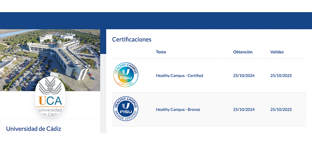 La Universidad de Cádiz obtiene la acreditación bronce del programa internacional ‘Healthy Campus’